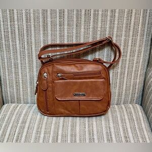 👜NWT MultiSac 7 Pocket Brown Leather Handbag
